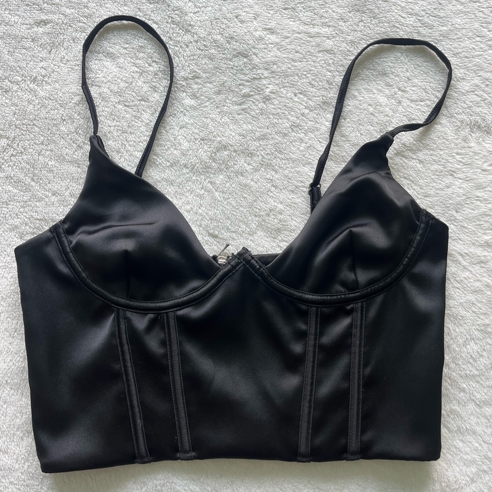 White Fox Black Corset Top size Small